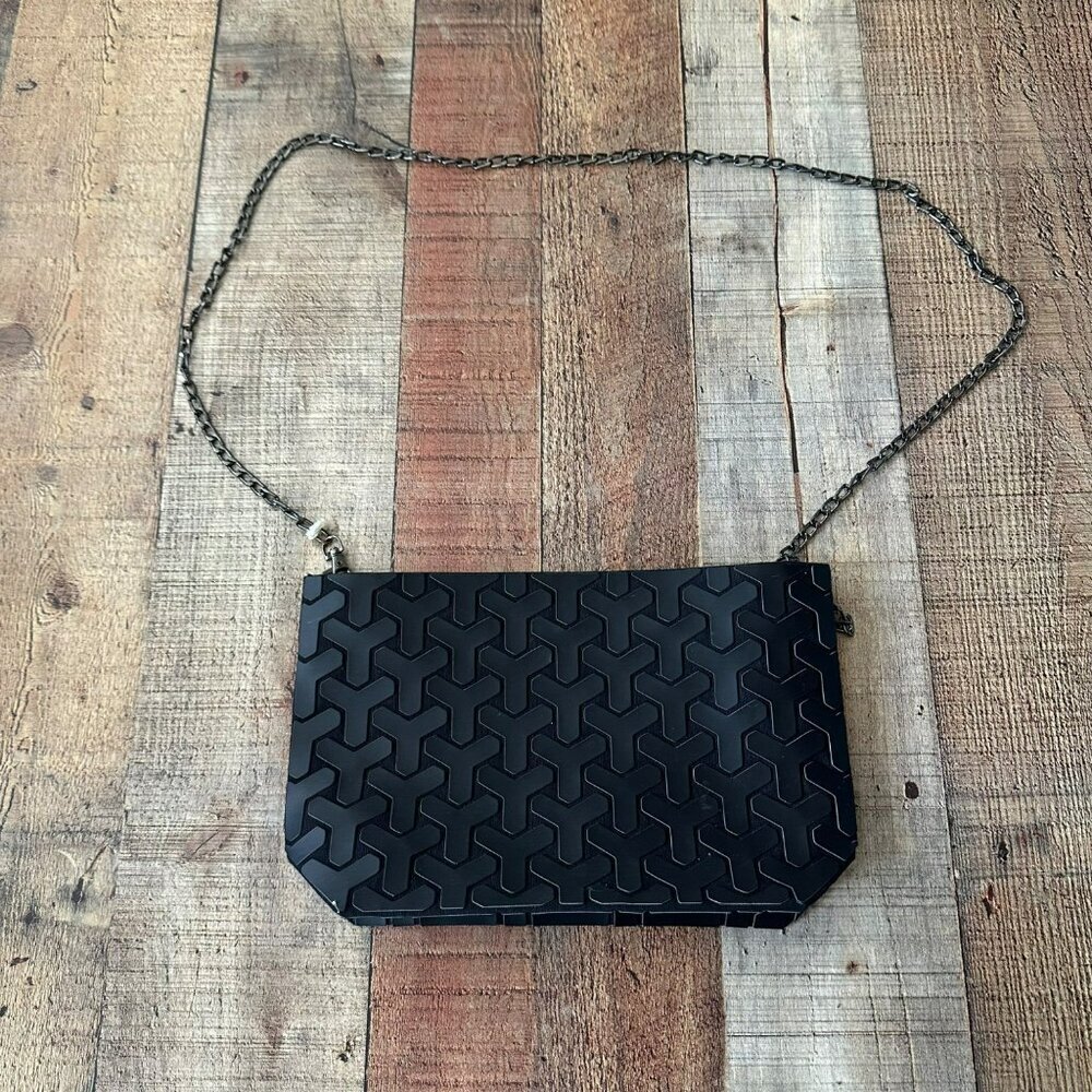 Emilio Pepe Shoulder Cross Body Bag Purse Black Geometric Shaped Made in Italy